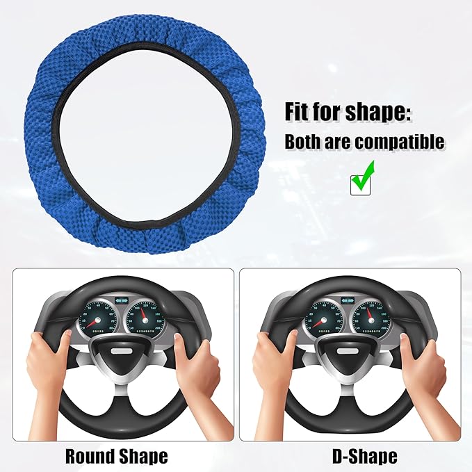 X AUTOHAUX Steering Wheel Cover Universal Elastic Stretch Antislip Breathable Microfiber Ice Silk Interior Trim Wheel Protector for Car Truck SUV Blue
