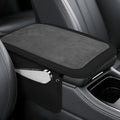 SINGARO Car Leather Furry Center Console Cover with 2 Storage Bags, Universal Fluffy Car Armrest Seat Box Pad, Comfortable Car Interior Accessories, Fits for Most Vehicles (Black)