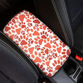 UNICEU Orange Dog Paw Car Center Console Cover Universal Fit Comfort Car Center Console Protector Universal Fit Arm Rest Cover Seat Storage Lid Covers for Women Men