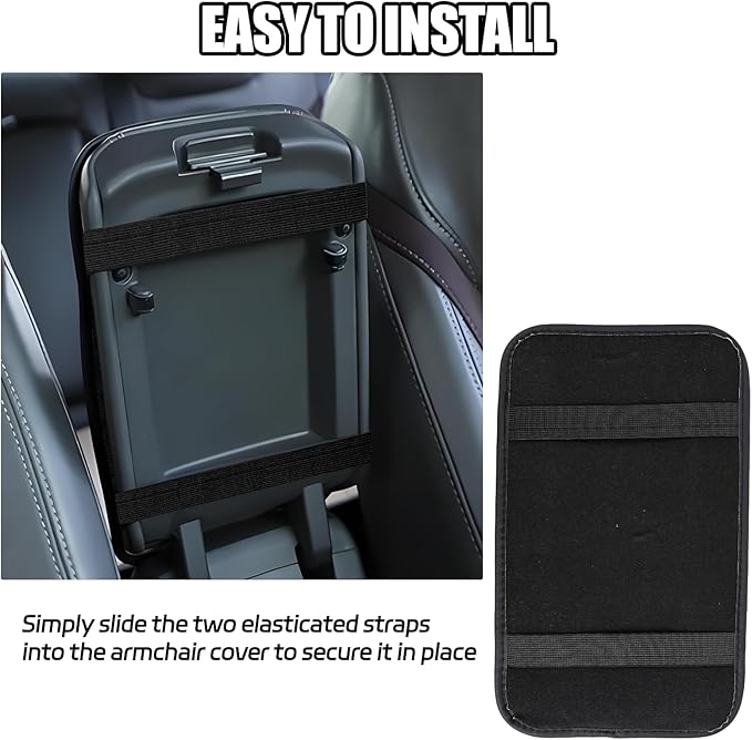 Hovom Car Center Console Cover, 12.72"×7.15" Leather Armrest Cover for Cars, Stylish Auto Armrest Cushion Pad, Anti-Scratch Vehicle Arm Rest Protector, Universal Interior Car Accessories (Black)