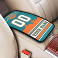 Custom Miami Car Armrest Covers Personalized Football Style with Name Number Customized Auto Center Console Pad Car Handrail Box Cushion for Most Vehicle Decor Accessories, Fans Gift