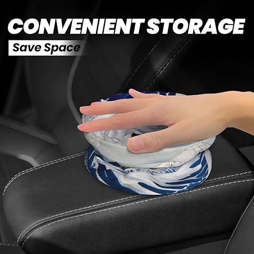 Japanese Blue White Wave Car Trash Can Garbage Cans Foldable,Cute Hanging Car Organizer and Storage Bag Leak Proof, Auto Back Seat Trash Bin Universal for Truck, SUV, Outdoor Travel