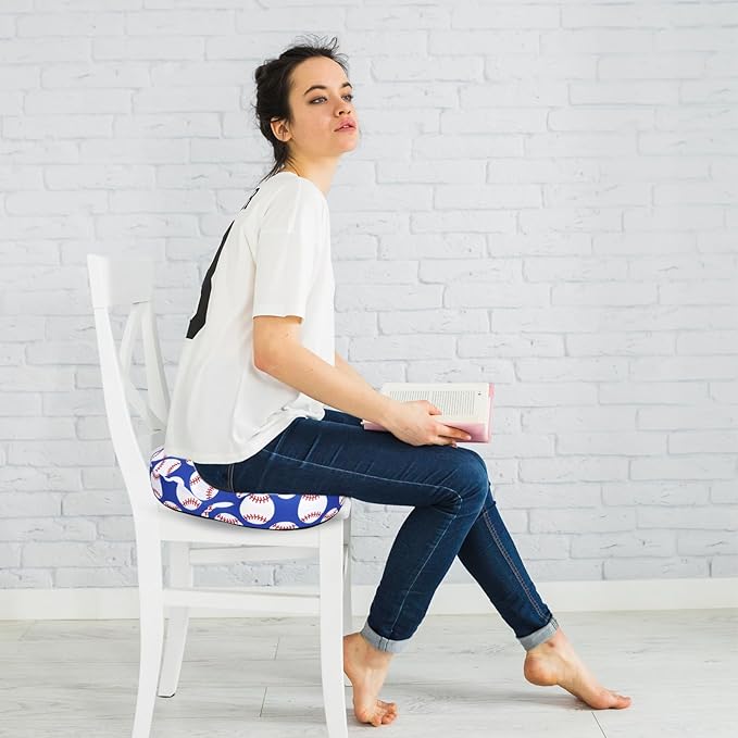 Donut Pillow for Hemorrhoids Seat Cushion for Tailbone Pain Relief - Blue Baseball Home Office Chair Cushion for Long Sitting Work - Memory Foam Car Seat Cushions for Driving Butt Pain Pressure