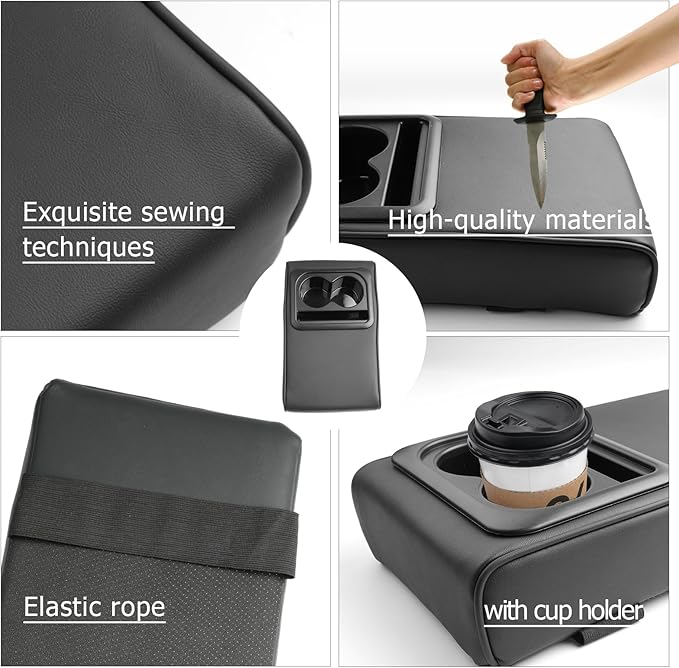 LUWU Car Center Console Cover Auto Armrest Cushion Arm Rest Cover Booster Pad Middle Console Covers Car Armrest Cover Center Console Cushion Leather Memory Foam for Most Vehicles, SUVs, Trucks, Cars