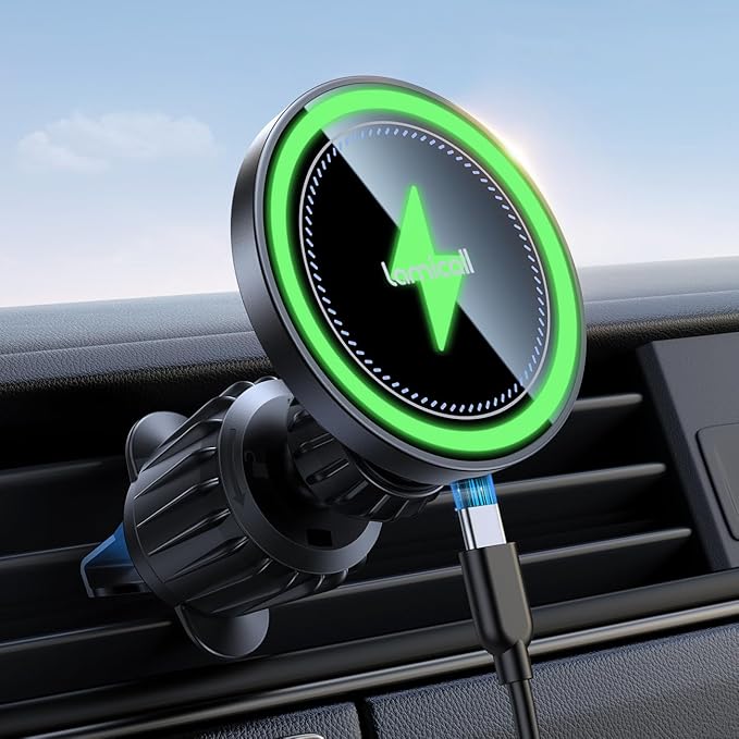 Lamicall for MagSafe Car Mount Charger - [2025 Ultra Magnet] 15W Wireless Car Phone Holder Charger - HandsFree Magnetic Phone Holders for Your Car Vent for iPhone 17 16 15 14 13 Pro Max Mag Safe Case