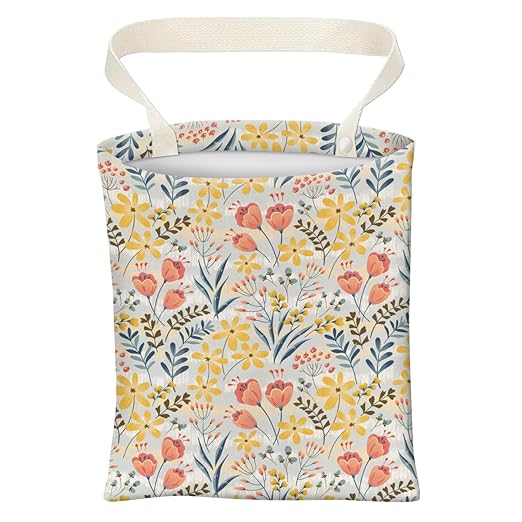 ABUIFDK Car Trash Can, Cute Car Trash Bag, Hanging Car Organizer and Storage Bag, Trash Bin for Car Accessories, Vehicle, Travelling, Camping Vintage Colorful Flowers