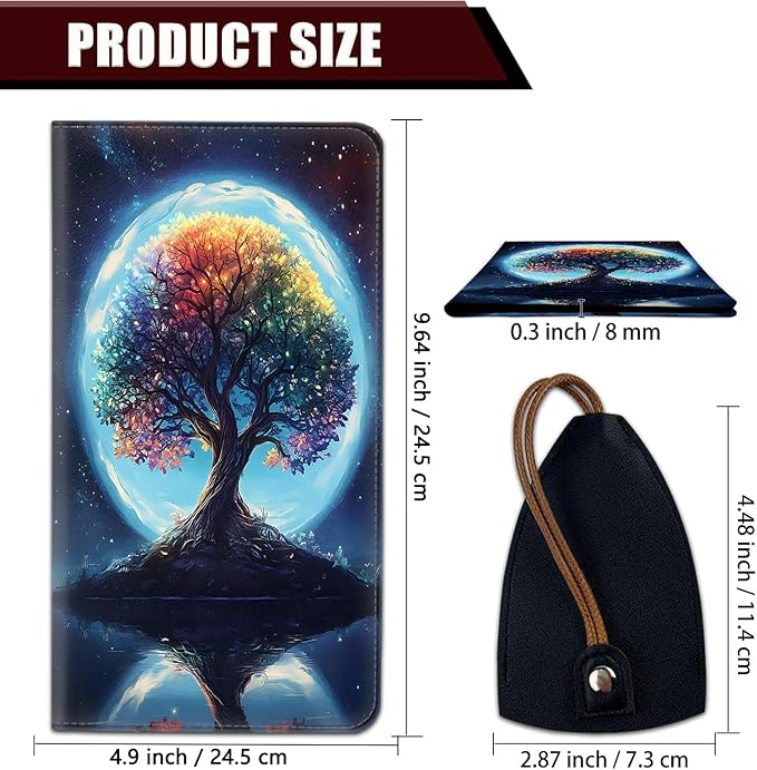 Car Document Holder with Magnetic Shut, Car Registration and Insurance Card Holder, Vehicle Glove Box Organizer Documents, Driver License, Auto Paperwork Organizer Wallet, Colorful Cosmic Tree Pattern