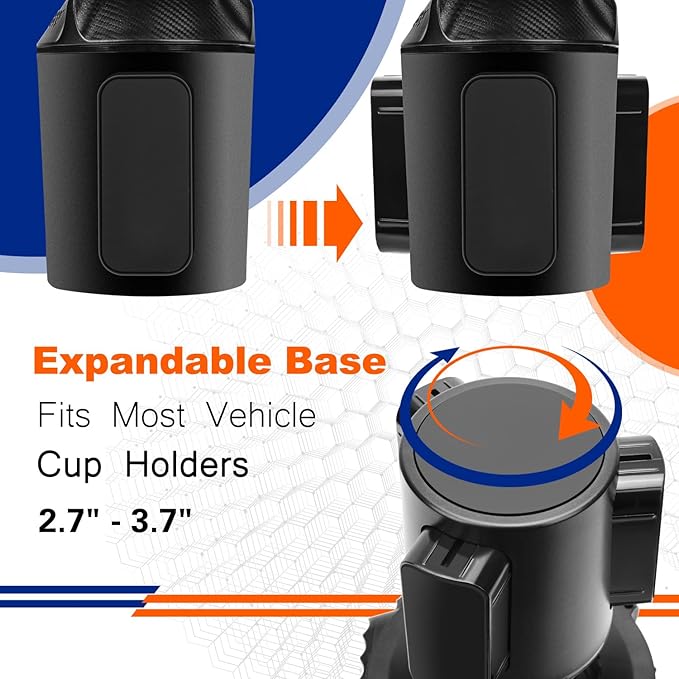 Cup Holder Tray for Car, 360° Rotating Car Tray, Car Food Table Tray for Eating with Solid Base & Phone Slot, Car Cup Holder Expander for Road Trip Essentials for Adults, ATCT-8