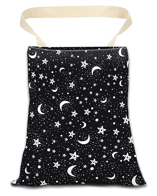 ANKVRP Car Trash Can, Durable Hanging Car Trash Garbage Bag, Cute Automotive Garbage Cans Organizer, Black White Moon Star
