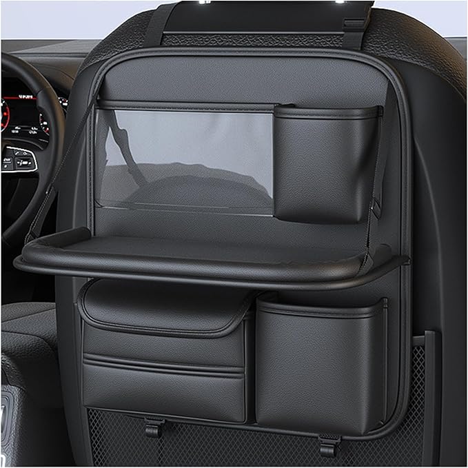 Car Backseat Organizer for Tesla Model X 6seats 2015 2016 2017 2018 2019 2020 2021 2022, Multifunctional Car Organizer Back Seat, Car Storage Organizer with Foldable Table Tray, Large Storage Pockets