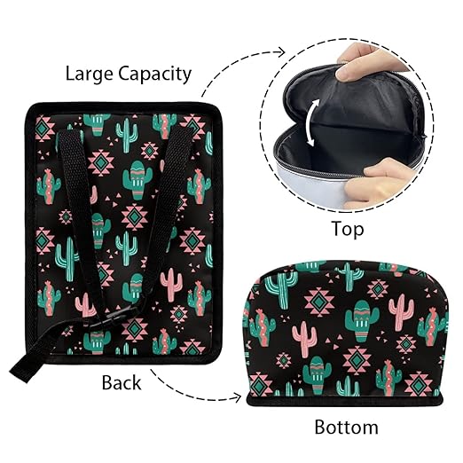 Green Cactus Aztec Car Trash Can Mini Auto Garbage Bin with Lid Lightweight Hanging Car Rubbish Bags for Back Front Seat