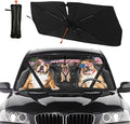 DOPINDU American Flag Car Windshield Sun Shade Umbrella Bendable Handle Foldable Funny Bulldog Sunshade for Car Windshield Block UV Rays Keep Vehicle Cool for Most Sedans SUV Trucks Cars 57"x30"