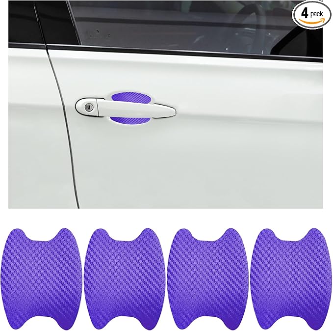 Ziciner 4 PCS Car Door Handle Sticker, Carbon Fiber Texture Auto Door Handle Protective Films, Anti-Scratches Door Side Handle Paint Guard, Universal Vehicle Accessories for Most Cars