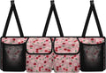 CLOHOMIN Cherry Auto Truck Organizer Daisy Cargo Organizer for Car Pink Car Rear Seat Hanging Storage Bag with 4 Pockets Large Capacity Car Storage Accessories