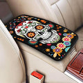 indokyeyqaz Universal Car Center Console Cushion Pad, Sugar Skull Colorful Soft Waterproof Car Center Console Cover Auto Armrest Seat Box Cover Protector for Most Vehicle SUV Truck Car