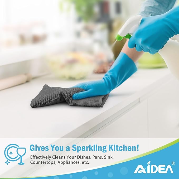 AIDEA Microfiber Cleaning Cloth-50PK, Soft Microfiber Towels for Cars, Absorbent Cleaning Rags, Lint-Free Streak-Free Wash Cloths for House, Kitchen, Window(12in.x12in), Grey