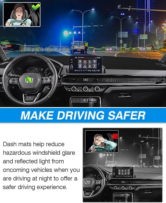 CARTIST Dashboard Cover Fit for CRV CR-V 2023 2024 2025 Accessories Dash Cover Mat Non-Slip Pad Carpet Anti-Glare(Without HUD)