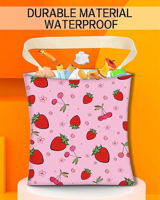 ANKVRP Car Trash Can, Durable Hanging Car Trash Garbage Bag, Cute Automotive Garbage Cans Organizer, Cute Pink Cherry Strawberry