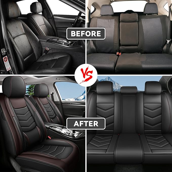 Car Seat Covers Fit for Chevy Trax 2015-2025, Side Airbag Compatibility, 3D Lumbar Support and Seamless Fit, Easy to Clean Sports Seat CoverFull Set, Black Brown