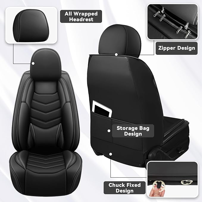 Car Seat Covers Fit for Chevy Trax 2015-2025, Side Airbag Compatibility, 3D Lumbar Support and Seamless Fit, Easy to Clean Sports Seat CoverFull Set, Black