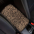 Brown Leopard Print Center Console Cover Soft Arm Rest Cover for Most Car,SUV,Universal Leopard Car Accessories