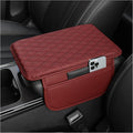 Upgraded Car Center Console Cover,Microfiber Leather Car Armrest Cover Cushion with 2 Storage Bags,Universal Cars Armrest Storage Box Cars Interior Accessories for Most Vehicles (Red)