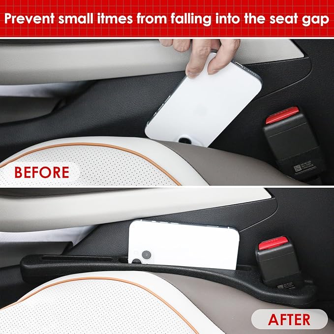 acetek Car Seat Gap Filler 2 Pack, Gap Stopper Fill Gap Between Seat and Console, Car Seat Gap Filler with Built-in Recessed Storage Organizer