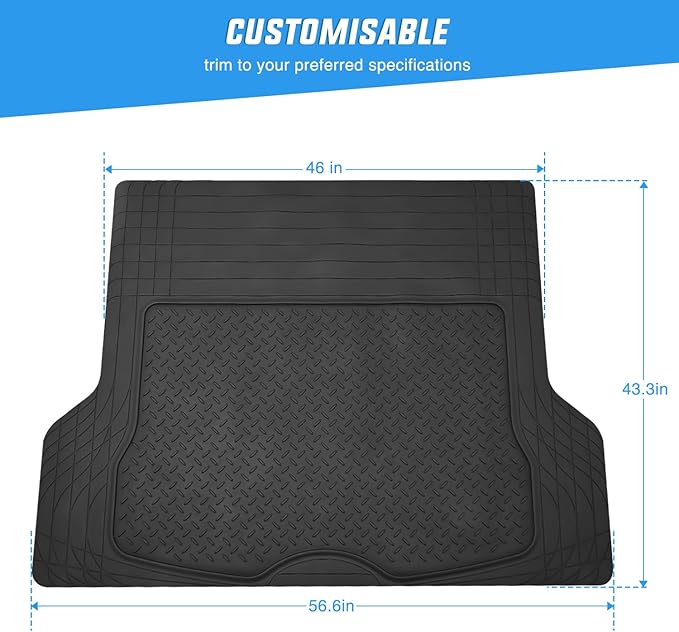 Nilight Rubber Cargo Mats for Cars Trucks SUVs, Universal Trim to fit for Most Vehicles, All Weather Protection Heavy Duty Cargo Liners