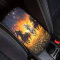 Floral Sunset Horse Truck Vehicle Armrest Covers Car Center Console Cushion Pad Middle Storage Organizer Pad Universal Style Car Interior Decor