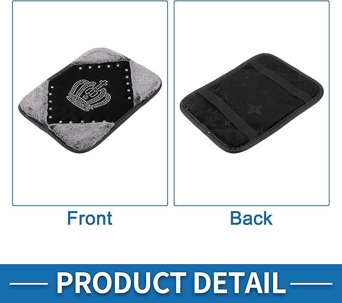 Car Armrest Cushion Pad Non-slip 12.20"x9.06" Seat Box Cover Protector Flannel Gray,Black Center Console Lid