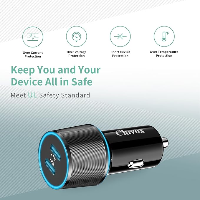 6 Pack USB C Car Charger, 40W Fast Charging for iPhone 17/16 Pro Max/Plus/16 SE/15/14, Samsung Galaxy S25 Ultra/S24/S23/S22/A16/A15/A55, Google Pixel 9, Dual 20W Type C Port Cigarette Lighter Adapter
