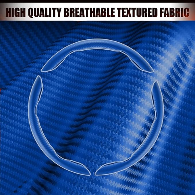 3pcs Carbon Fiber Car Steering Wheel Cover, Segmented Anti-Skid Steering Wheel Protector, Universal 99% Steering Wheel, Butterfly Steering Wheel Cover Women Men, Car Accessories Interior (Blue)