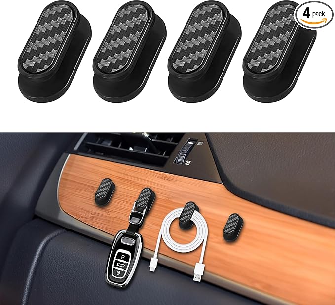 4PCS Car Mini Hooks, Hooks for Car, Strong Self-Adhesive Backseat Hangers, Universal Vehicle Interior Accessories Mini Vehicle Dashboard Storage Hanging Holder for Key Earphone Charging Cable