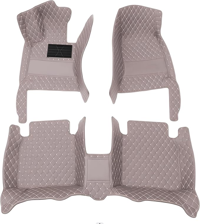 Custom Leather Car Mats, Vehicle-Specific Fit All-Weather Floor Mats, 100% Waterproof Anti-Slip Durable Protection for SUV Truck Sedan, Precision Tailored Protection (Grey)