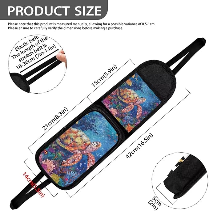 Sea Turtl Print Car Seat Organizer Auto Front Seat Side Hanging Bag Passenger Accessories Organizer,Multi Functional with ziiper and pocket mouth