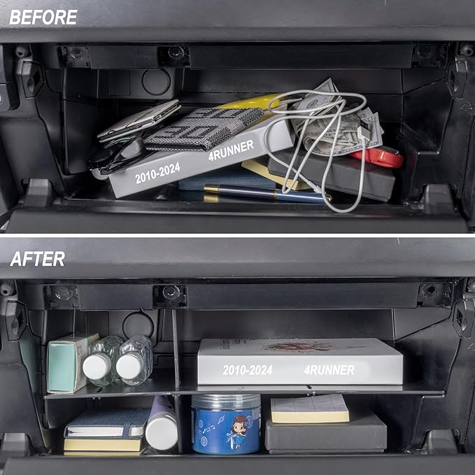 JKCOVER Glove Box Organizer Compatible with Toyota 4Runner 2010-2019 2020 2021 2022 2023 2024 Divider Accessories Insert Box ABS Secondary Storage