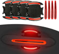 ijuicy 4 Set Reflective Car Door Handle Bowl Sticker, Carbon Fiber Car Door Handle Scratch Protector Cover (Red)