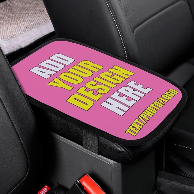 Custom Auto Center Console Pad Car Armrest Seat Box Cover Design Your Own Photo Text Logo Universal Fit Car Decor Handrail Box Arm Rest Cushion Lid, 7.9"x11.8", Hot Pink