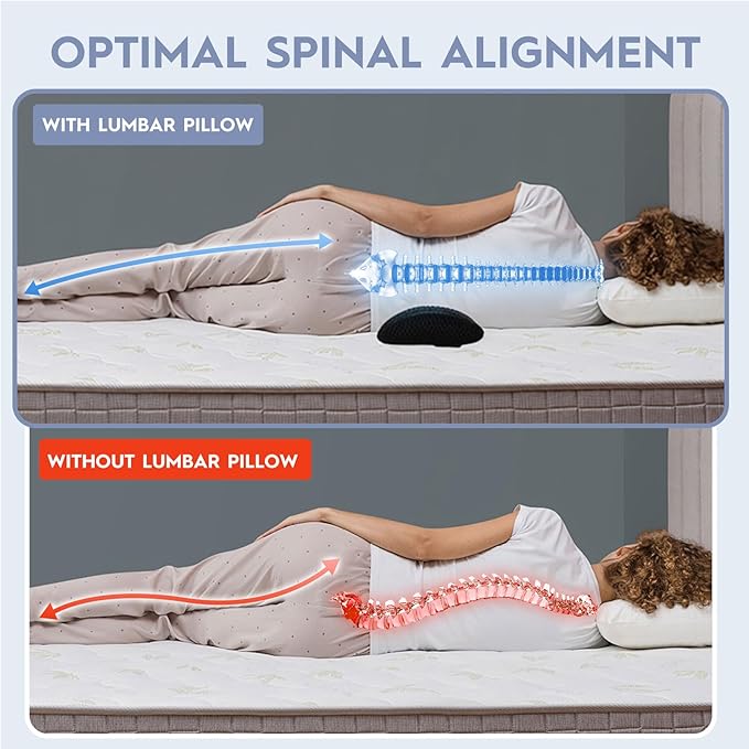 Lumbar Support Pillow for Office Chair Car Seat, Memory Foam Lumbar Pillow Lower Back Pain Relief Support Cushion Back Pillow for Sleeping,Driving,Resting,Chair Cushions Office Home Essentials,Black