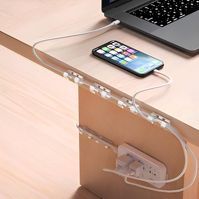 200pcs Adhesive Cable Clips, Finisher Wire Clamp Cord Clips Cable Management Light Clips Cable Organizer Max.1/4" Wire Hider for Cords
