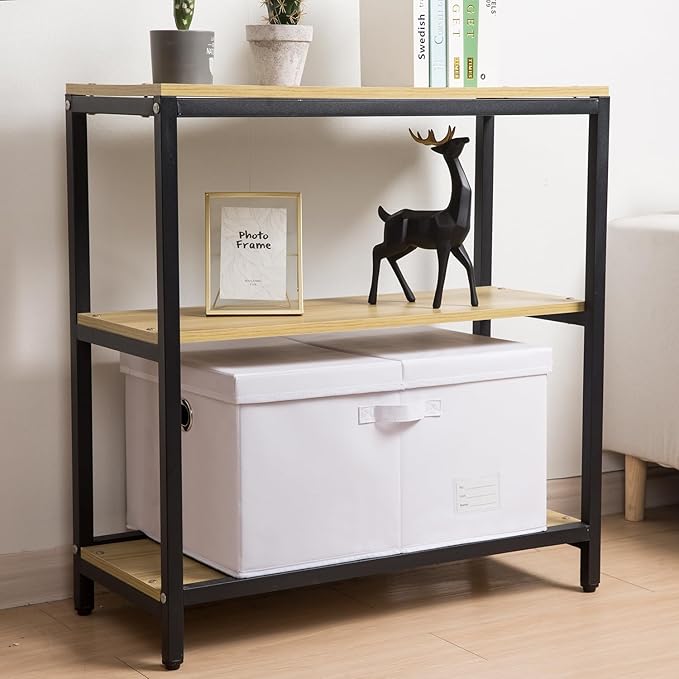 PRANDOM Collapsible Storage Box with Lid [1-Pack] Leather Fabric Foldable Storage Bin Organizer Container Basket Cube with Cover for Home Bedroom Closet Office Nursery White (22.8X15.7X11.8)