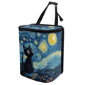 Talayituse Cat Starry Night Print Car Trash Can with Lid, Leak Proof Auto Trash Bag Hanging Vehicle Garbage Can Multipurpose Storage Container for Back Seat Road Trip