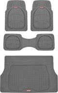 Motor Trend FlexTough 4-Piece Heavy Duty Floor Mats for Cars Trucks SUVs, Automotive Floor Mats Car Mats Full Set Front, Rear & Cargo, Trim-To-Fit Semi-Custom Deep Dish All Weather Rubber Mats - Gray