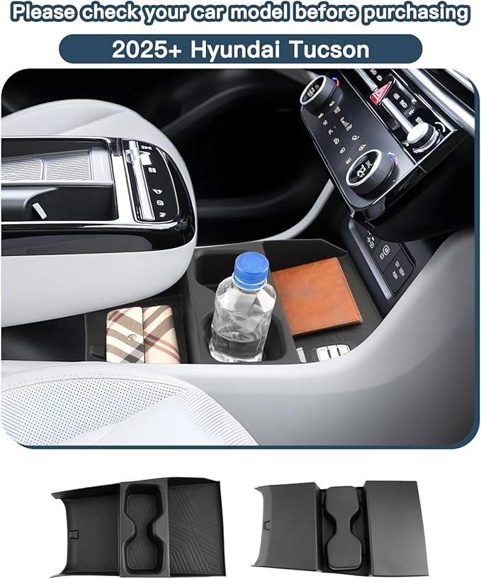 2026 Tucson Lower Console Organizer for Hyundai Tucson 2026 Accessorie with Cup Holder Under Console Organizer Compatible with 2025 2026 Hyundai Tucson 2.5L/Hybrid/PHEV(Not For Automatic Transmission)