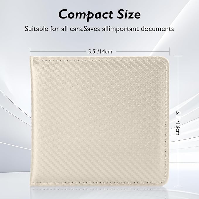 Tavonis Car Registration and Insurance Card Holder，Small Glove Box Organizer for Men and Women，Car and Truck Driver License, Documents, Card Storage Accessories，White