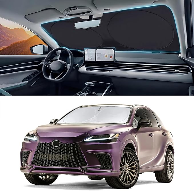 INSAUTO for RX 2025 Windshield Sun Shade Sunshade Custom-fit for Lexus RX SUV 2016-2022 2023 2024 Windshield Cover Front Window 4-Layers Sun Visor Foldable Blocks UV Rays Shield Keep Your Car Cooler