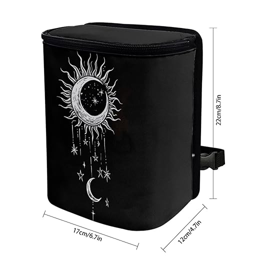 DISNIMO Galaxy Sun Moon Car Trash Can with Lid, Car Accessories Leak-Proof Waterproof Car Garbage Bin Collapsible Portable Car Storage Organizer Trash Bag for Car SUV Trucks