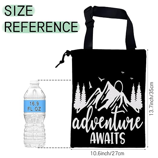 NHNXHWIA Adventure Awaits Car Garbage Bag,Nature Mountain Waterproof Small Car Trash Bag Hanging Back of Seat,Drawstring Hanging Car Trash Bag with Adjustable Buckle for Car Accessories