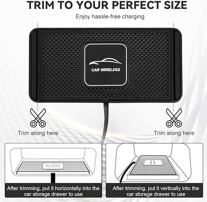 ZPSHYD Wireless Charging Pad for Car Phone Charger Non Slip Fast Charging Pad Compatible with Android iOS Qi Devices (Type-C Port 30cm Cable)
