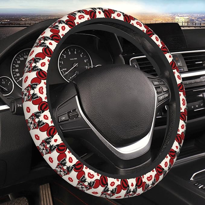 Love Yorkshire Terriers Neoprene Steering Wheel Covers Women Men Car Accessories, Universal 15 Inch Fit Auto, Suvs, Truck